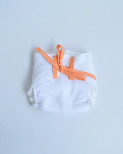Yellow Doodle Orange Hearts Dry Cloth Nappy-100% Premium Organic Cotton-Washable & Reusable-Pack of 2