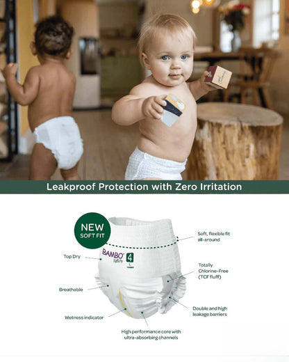 Bambo Nature Monthly Pack Baby Diaper Pants-Super Absorbent, Breathable & Extra Soft, Dermatologically Tested Hypoallergenic Infant Diaper Pants with Wetness Indicator