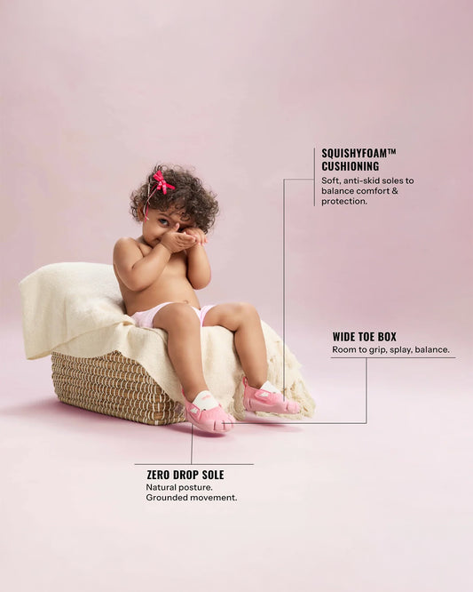 Aretto Pink InfiKnit Velcro Shoes-Bubble Splash-Designed for Growing Feet-For Infants