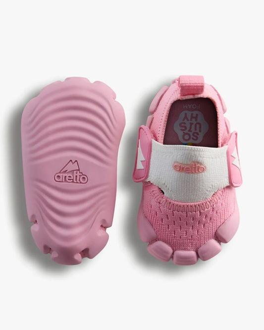 Aretto Pink InfiKnit Velcro Shoes-Bubble Splash-Designed for Growing Feet-For Infants