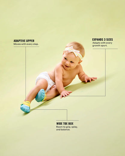 Aretto Cyan Blue InfiKnit Velcro Shoes-Sunny Splash-Designed for Growing Feet-For Infants