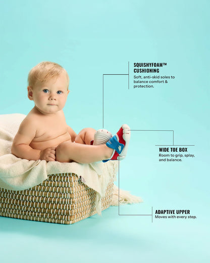 Aretto Red InfiKnit Velcro Shoes-Captain A-Designed for Growing Feet-For Infants