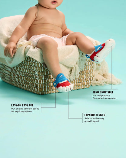 Aretto Red InfiKnit Velcro Shoes-Captain A-Designed for Growing Feet-For Infants