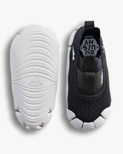 Aretto Black & White InfiKnit Slip On Shoes-Solid-Designed for Growing Feet-For Infants