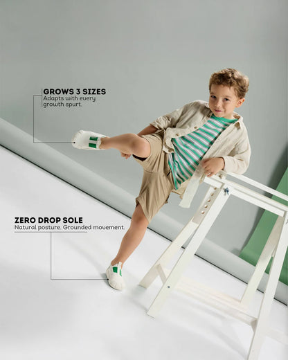 Aretto White InfiKnit Slip On Shoes-Cross Court-Designed for Growing Feet-For Infants