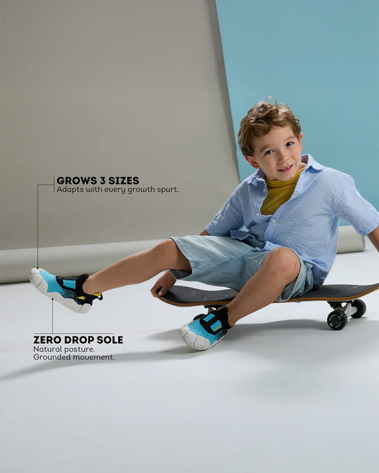 Aretto Black & Light Blue InfiKnit Slip On Shoes-Summer Swim-Designed for Growing Feet-For Infants