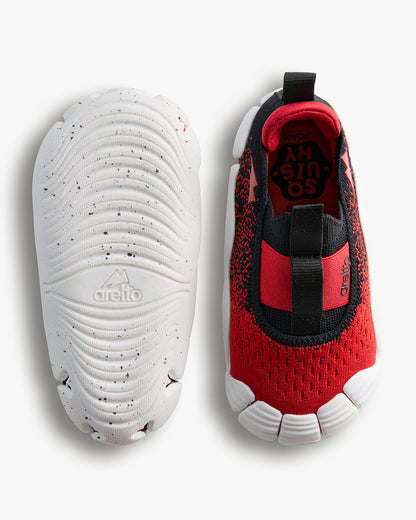 Aretto Black & Red InfiKnit Slip On Shoes-Space Surfer-Designed for Growing Fit-For Infants