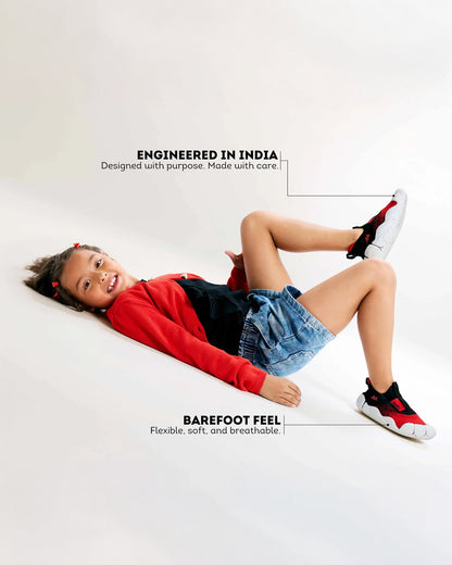 Aretto Black & Red InfiKnit Slip On Shoes-Space Surfer-Designed for Growing Fit-For Infants