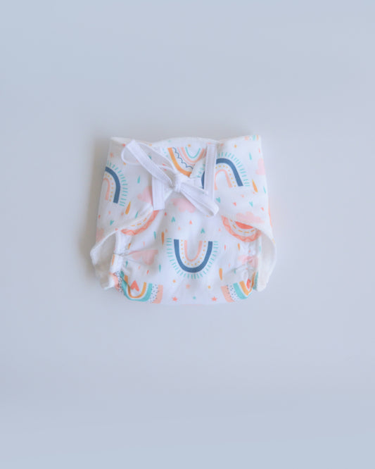 Yellow Doodle Peach Hearts Dry Cloth Nappy-100% Premium Organic Cotton-Washable & Reusable-Pack of 2