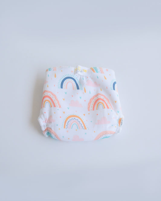 Yellow Doodle Peach Hearts Dry Cloth Nappy-100% Premium Organic Cotton-Washable & Reusable-Pack of 2