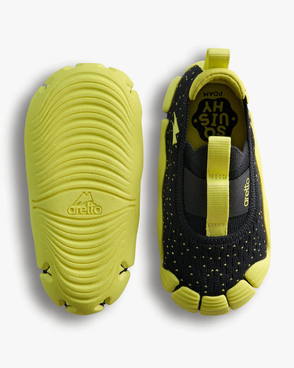 Aretto Black & Lime InfiKnit Slip On Shoes-Electro Buzz-Designed for Growing Feet-For Infants
