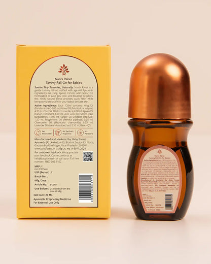 Baby Forest Nanhi Rahat Tummy Roll On-Colic Relief-Made with Traditional Digestive Comfort Oils-For Infants
