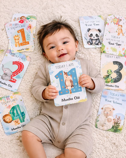 Babble Wrap Whimsical Baby Milestone Cards-30 Illustrated Cards For Newborn