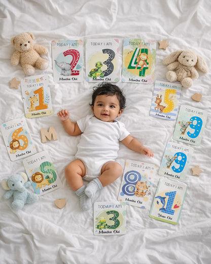 Babble Wrap Whimsical Baby Milestone Cards-30 Illustrated Cards For Newborn