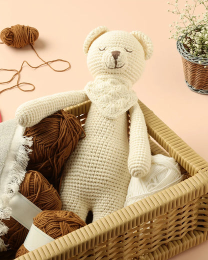 Baby Forest Crochet Karigari Cuddly Teddy Soft Toy-Perfect For Snuggles-Helps in Sensory Development-Plush Cuddly Toy for Newborn