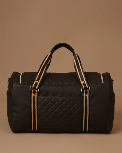 Baby Jalebi Mama Mia Duffle Bag-Quilted Vegan Leather with Crossbody Strap-Black