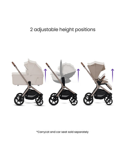Silver Cross Breez Stroller-Height Adjustable, Reversible & Flat Reclining Seat-Adjustable Parent Handle Bar-One Hand Fold Even With Carry Cot Attached-2 Years Warranty-For 0 to 4Y (Upto 22 kg)-Champagne
