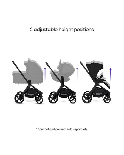 Silver Cross Breez Stroller-Height Adjustable, Reversible & Flat Reclining Seat-Adjustable Parent Handle Bar-One Hand Fold Even With Carry Cot Attached-2 Years Warranty-For 0 to 4Y (Upto 22 kg)-Onyx