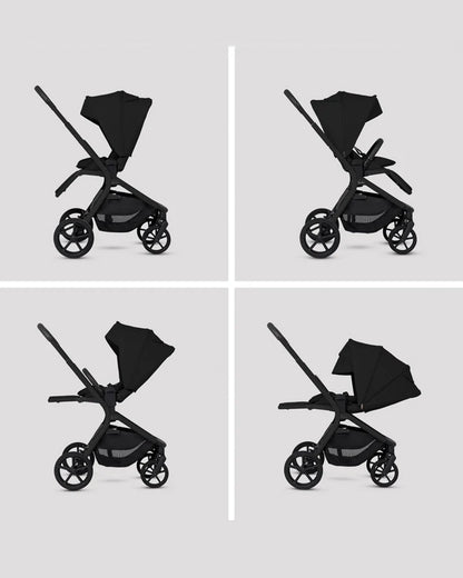 Silver Cross Breez Stroller-Height Adjustable, Reversible & Flat Reclining Seat-Adjustable Parent Handle Bar-One Hand Fold Even With Carry Cot Attached-2 Years Warranty-For 0 to 4Y (Upto 22 kg)-Onyx