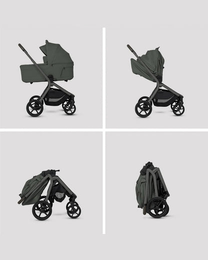 Silver Cross Breez Carry Cot-Folds With the Stroller-Overnight Sleep Approved-No Adapters Required-Extendable & UPF 50+ Canopy-For 0 to 6M (Upto 9 kg)-Pewter