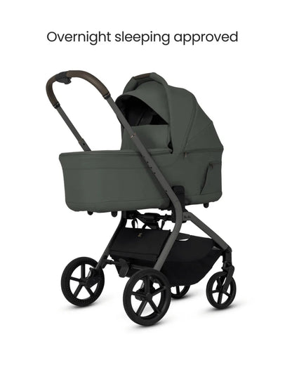 Silver Cross Breez Carry Cot-Folds With the Stroller-Overnight Sleep Approved-No Adapters Required-Extendable & UPF 50+ Canopy-For 0 to 6M (Upto 9 kg)-Pewter
