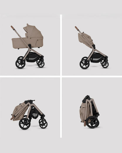 Silver Cross Breez Carry Cot-Folds With the Stroller-Overnight Sleep Approved-No Adapters Required-Extendable & UPF 50+ Canopy-For 0 to 6M (Upto 9 kg)-Champagne