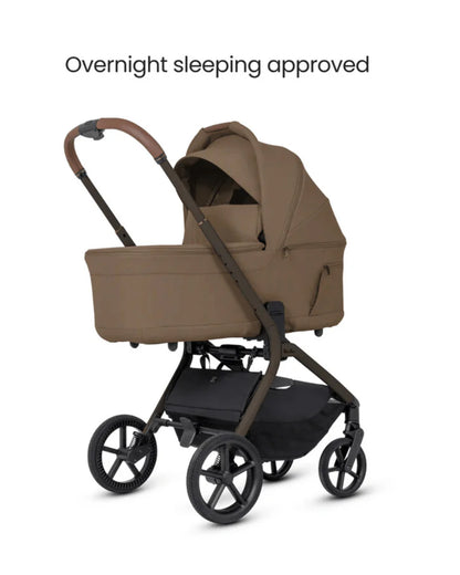Silver Cross Breez Carry Cot-Folds With the Stroller-Overnight Sleep Approved-No Adapters Required-Extendable & UPF 50+ Canopy-For 0 to 6M (Upto 9 kg)-Maple