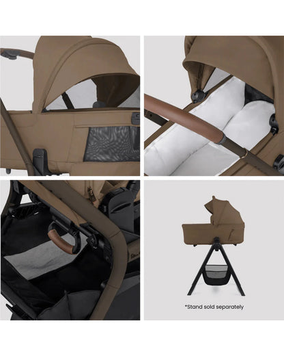 Silver Cross Breez Carry Cot-Folds With the Stroller-Overnight Sleep Approved-No Adapters Required-Extendable & UPF 50+ Canopy-For 0 to 6M (Upto 9 kg)-Maple