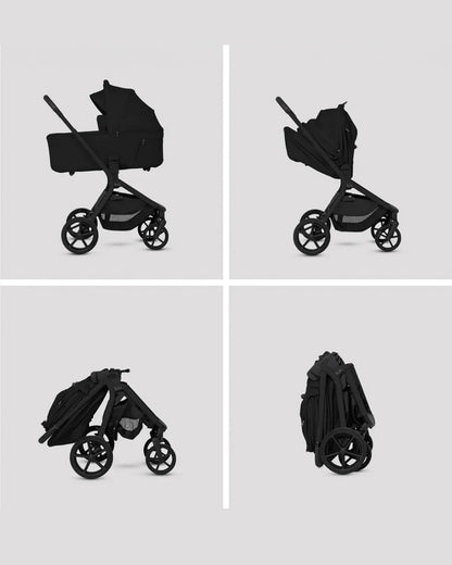 Silver Cross Breez Carry Cot-Folds With the Stroller-Overnight Sleep Approved-No Adapters Required-Extendable & UPF 50+ Canopy-For 0 to 6M (Upto 9 kg)-Onyx