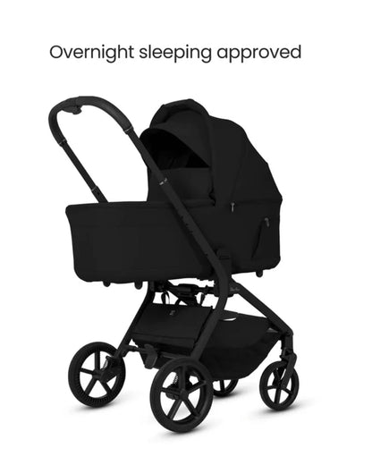 Silver Cross Breez Carry Cot-Folds With the Stroller-Overnight Sleep Approved-No Adapters Required-Extendable & UPF 50+ Canopy-For 0 to 6M (Upto 9 kg)-Onyx