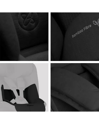 Silver Cross Motion 3 All Size 360 Baby Car Seat-Convertible (Front & Rear Facing)-2026 Model-New Waffle Jersey Fabric for Enhanced Airflow-Includes Sunshade, Summer Liner & Seatbelt Pad-3 Position Recline-From 0 to 12Y-Iconic Black