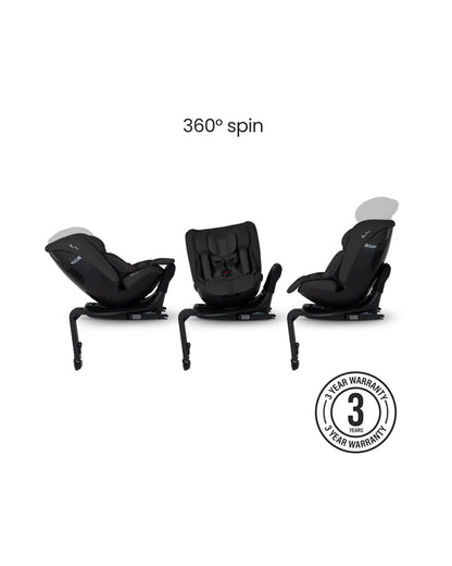 Silver Cross Motion 3 All Size 360 Baby Car Seat-Convertible (Front & Rear Facing)-2026 Model-New Waffle Jersey Fabric for Enhanced Airflow-Includes Sunshade, Summer Liner & Seatbelt Pad-3 Position Recline-From 0 to 12Y-Iconic Black