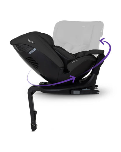 Silver Cross Motion 3 All Size 360 Baby Car Seat-Convertible (Front & Rear Facing)-2026 Model-New Waffle Jersey Fabric for Enhanced Airflow-Includes Sunshade, Summer Liner & Seatbelt Pad-3 Position Recline-From 0 to 12Y-Iconic Black