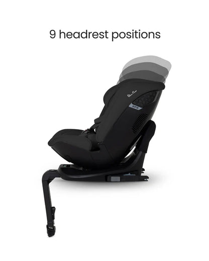Silver Cross Motion 3 All Size 360 Baby Car Seat-Convertible (Front & Rear Facing)-2026 Model-New Waffle Jersey Fabric for Enhanced Airflow-Includes Sunshade, Summer Liner & Seatbelt Pad-3 Position Recline-From 0 to 12Y-Iconic Black