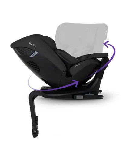 Silver Cross Motion 3 All Size 360 Baby Car Seat-Convertible (Front & Rear Facing)-2026 Model-New Waffle Jersey Fabric for Enhanced Airflow-Includes Sunshade, Summer Liner & Seatbelt Pad-3 Position Recline-From 0 to 12Y-Iconic Black