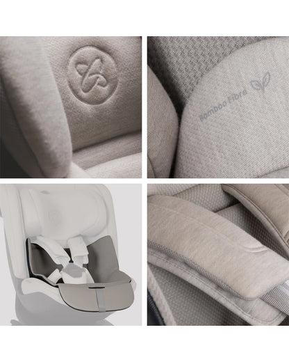 Silver Cross Motion 3 All Size 360 Baby Car Seat-Convertible (Front & Rear Facing)-2026 Edition-New Waffle Jersey Fabric for Enhanced Airflow-Includes Sunshade, Summer Liner & Seatbelt Pad-3 Position Recline-From 0 to 12Y-Natural Taupe