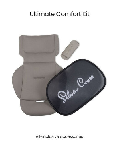 Silver Cross Motion 3 All Size 360 Baby Car Seat-Convertible (Front & Rear Facing)-2026 Edition-New Waffle Jersey Fabric for Enhanced Airflow-Includes Sunshade, Summer Liner & Seatbelt Pad-3 Position Recline-From 0 to 12Y-Natural Taupe