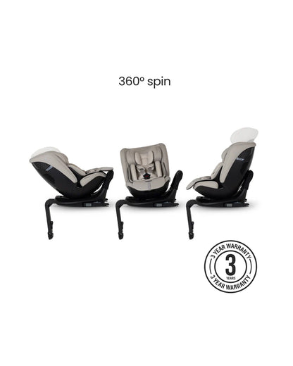 Silver Cross Motion 3 All Size 360 Baby Car Seat-Convertible (Front & Rear Facing)-2026 Edition-New Waffle Jersey Fabric for Enhanced Airflow-Includes Sunshade, Summer Liner & Seatbelt Pad-3 Position Recline-From 0 to 12Y-Natural Taupe