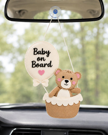 Babble Wrap Tiny Teddy Travels Baby On Board-Soft Toy-Cute Hanging Suction Window Sign-Baby Safety Car Accessory