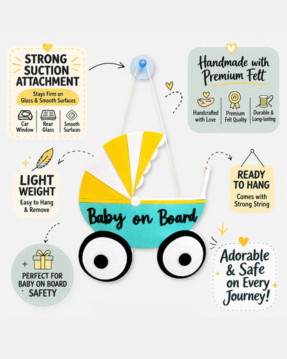 Babble Wrap Little Stroller Adventure Baby On Board-Soft Toy-Cute Hanging Suction Window Sign-Baby Safety Car Accessory