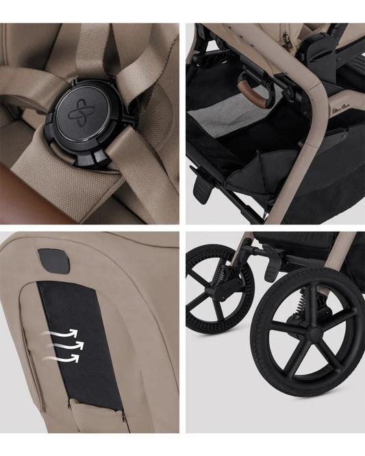 Silver Cross Breez Stroller & Carry Cot Travel System-Champagne