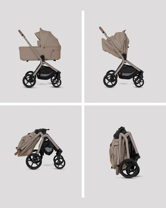 Silver Cross Breez Stroller & Carry Cot Travel System-Champagne