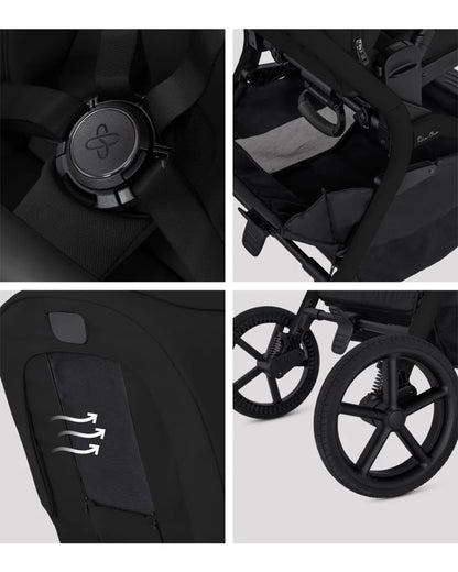 Silver Cross Breez Stroller & Carry Cot Travel System-Onyx