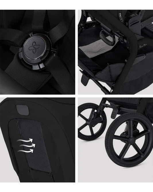 Silver Cross Breez Stroller & Carry Cot Travel System-Onyx
