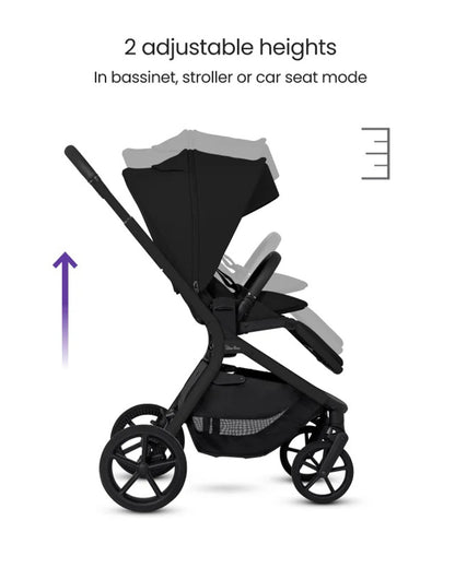 Silver Cross Breez Stroller & Carry Cot Travel System-Onyx