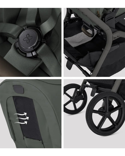 Silver Cross Breez Stroller & Carry Cot Travel System-Pewter