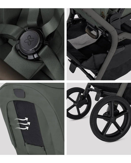 Silver Cross Breez Stroller & Carry Cot Travel System-Pewter