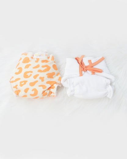 Yellow Doodle Wild & Free Dry Cloth Nappy-100% Premium Organic Cotton-Washable & Reusable-Pack of 2