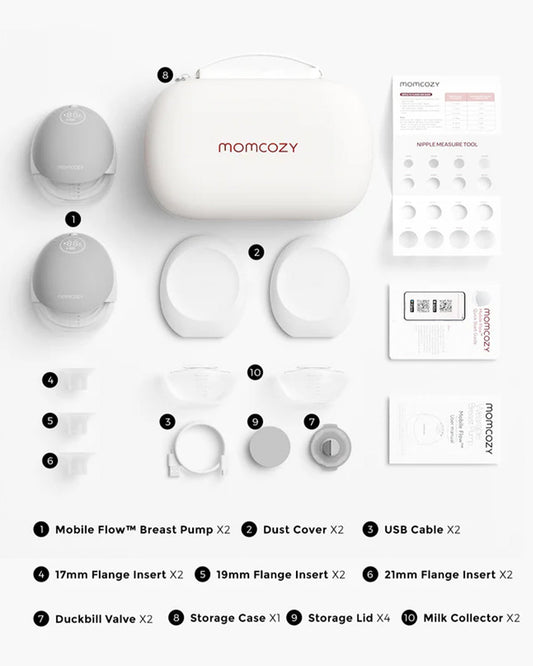 Momcozy M9 Double Wearable Electric Breast Pump-3rd-Gen Motor for Superior Performance-Multiple Modes-15 Levels-Flange Size-24mm-Quill Grey