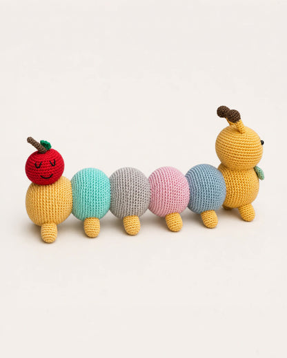 Babble Wrap Crochet Caterpillar Soft Toy-Handmade with Premium Yarn-Non-toxic-For Newborn